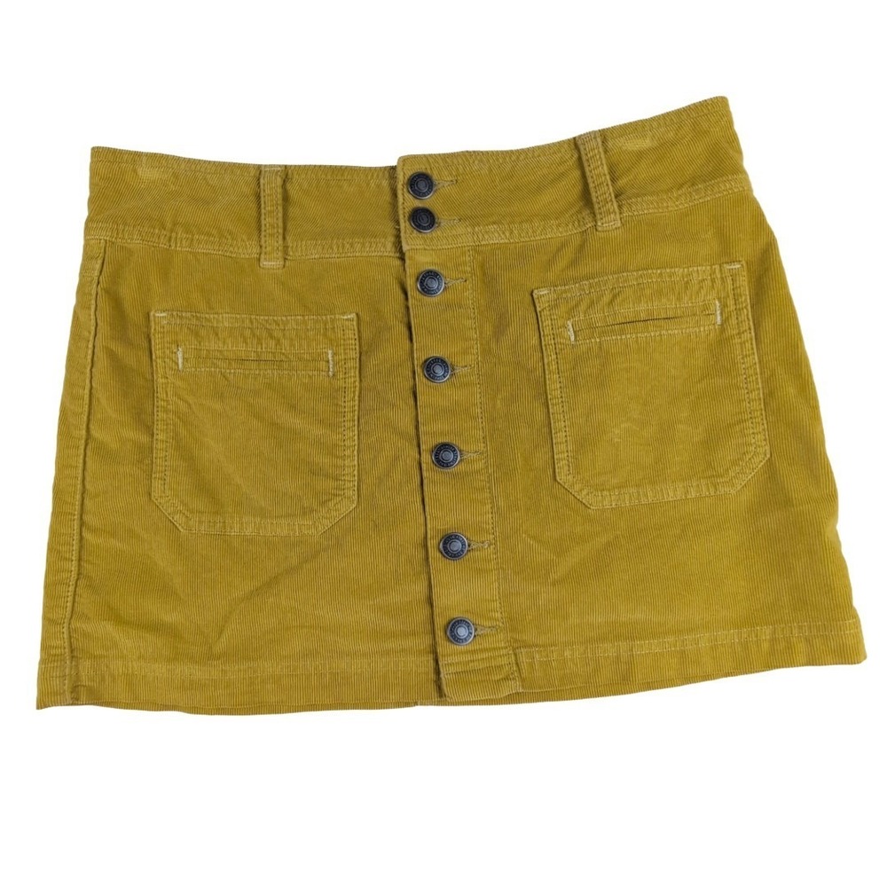 We The Free Women's Joanie Mustard Corduroy Button Down Mini Skirt Size 29 Reg 8